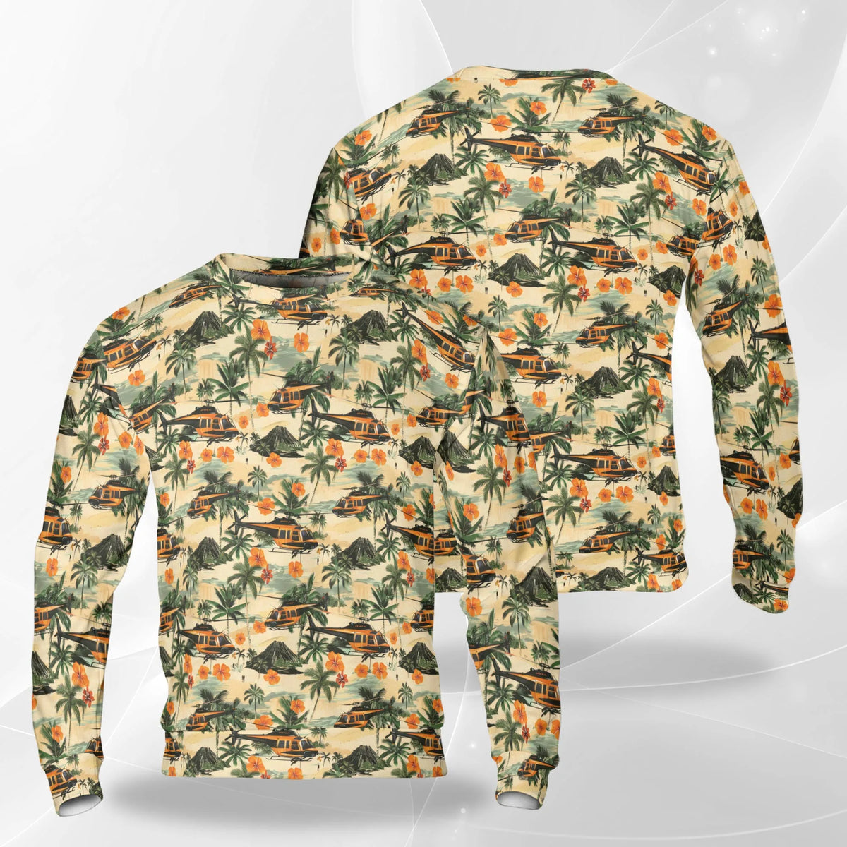 Helicopter Tropical Print Sweatshirt – Tropical 3D All Over Print Design