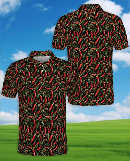 Red Chili Pepper Polo Shirt - Spicy Food Lover Style | Azhawaiian