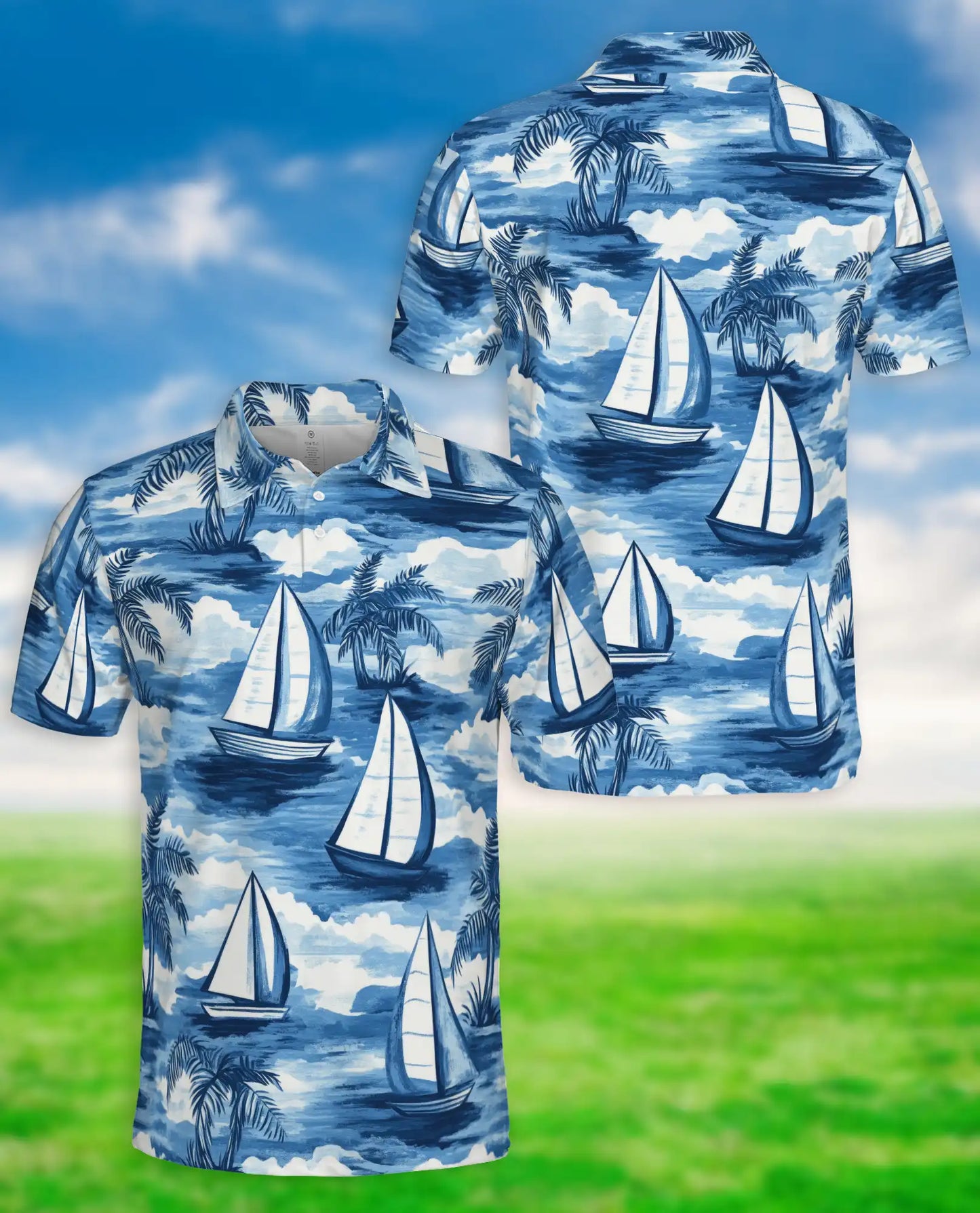 Sailboat Tropical Polo Shirt | Azhawaiian