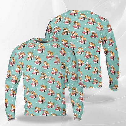 Sushi Corgi Sweatshirt – Colorful Graphic 3D All Over Print Design