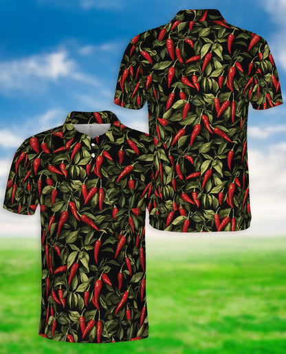 Chili Pepper Polo Shirt, Spicy Tropical Style | Azhawaiian