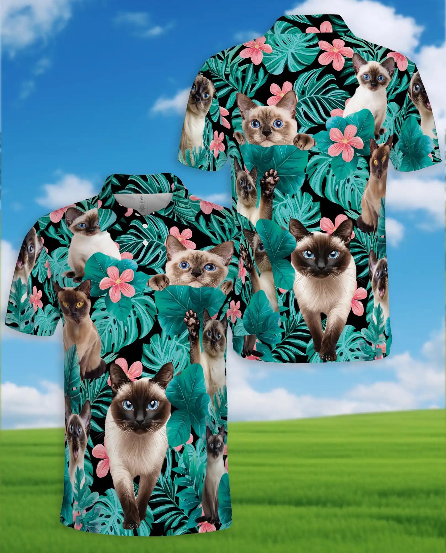 Siamese Cat Tropical Polo Shirt | Azhawaiian