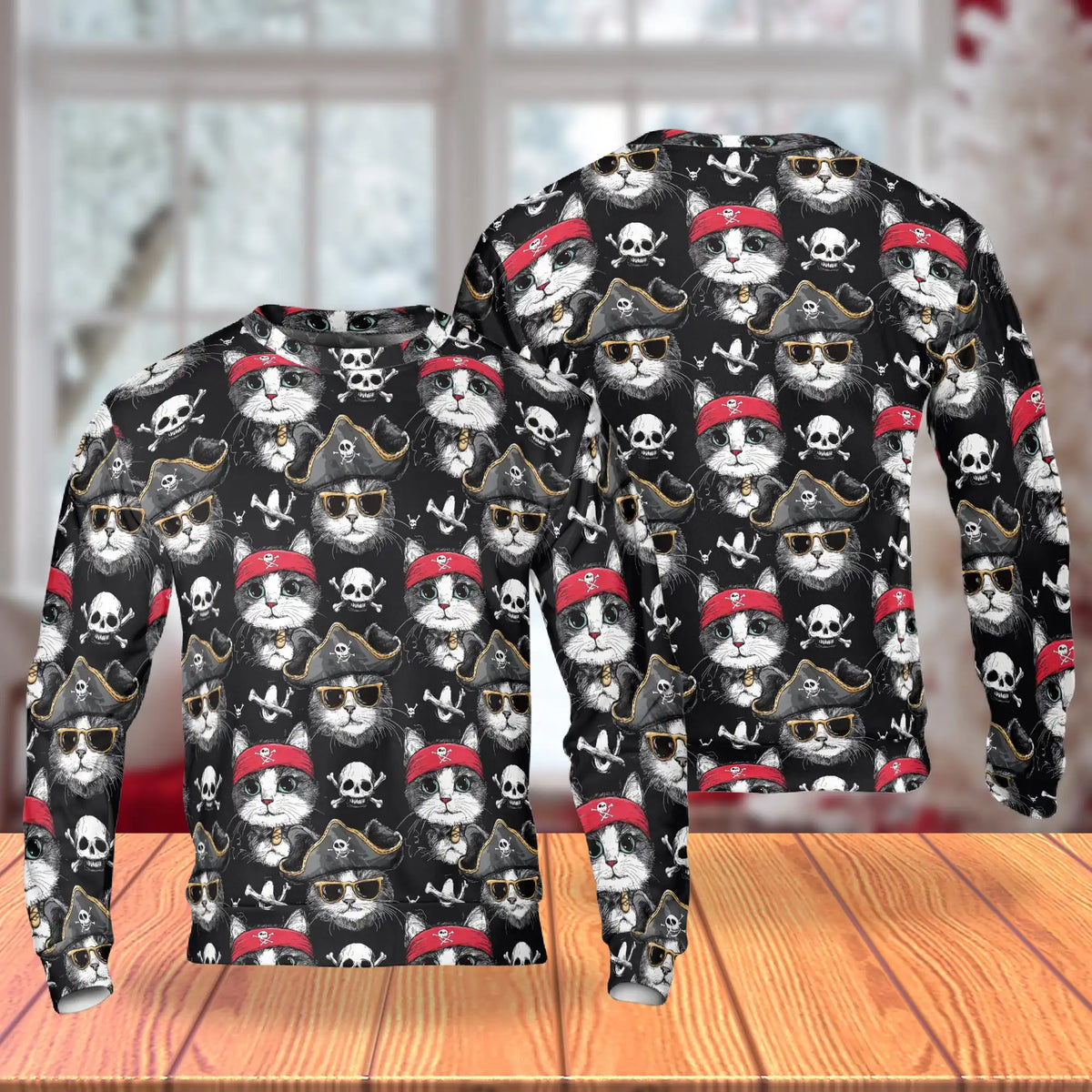 Pirate Cat Sweatshirt – Colorful Graphic 3D All Over Print Design