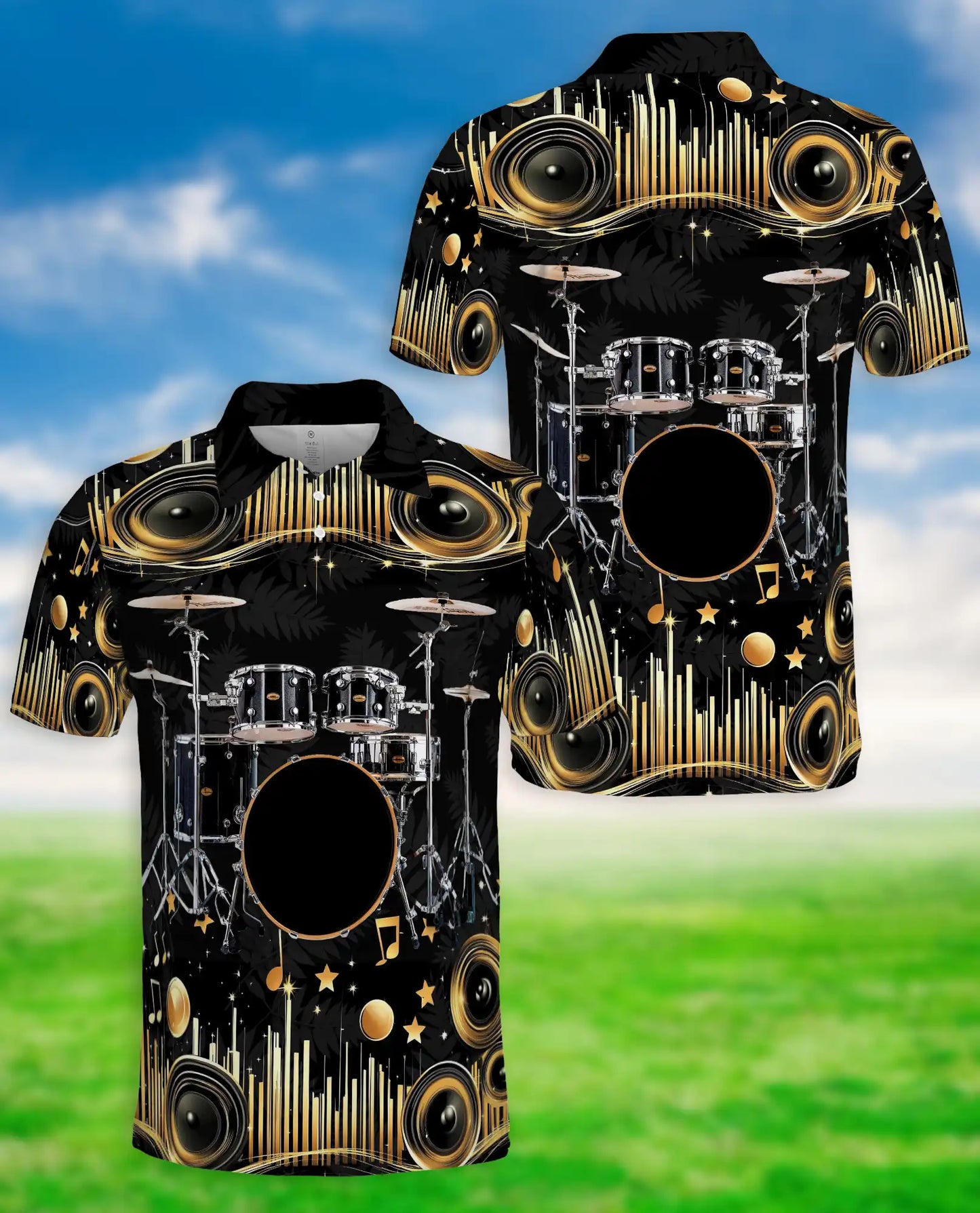 Drummer Music Lover Speaker Sound System Polo Shirt | Azhawaiian
