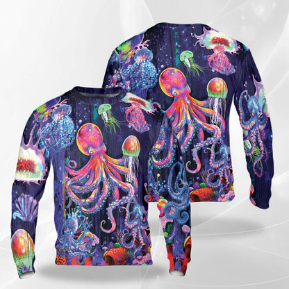 Colorful Seafood Octopus Sweatshirt – Colorful Graphic 3D All Over Print Design