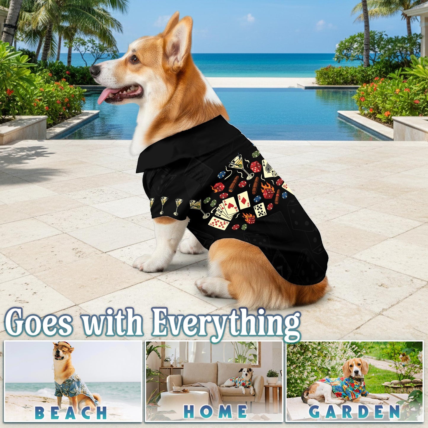Poker Theme Matching Dog Owner Hawaiian Shirts, Funny Pet Aloha Shirt for Beach Vacation - Azhawaiian