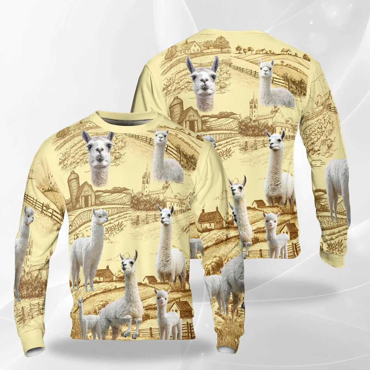 Vintage Countryside Farm Llama Sweatshirt – Vintage 3D All Over Print Design