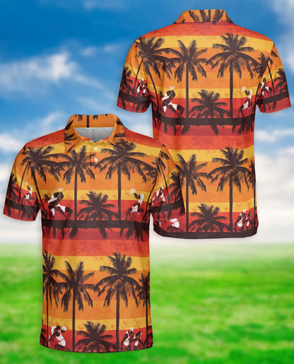 Sunset Hawaiian Surf Polo Shirt, Tropical Beach Style | Azhawaiian