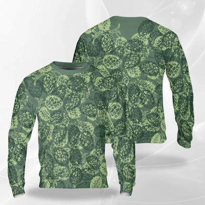 Beer Hops Pattern Sweatshirt – Colorful Graphic 3D All Over Print Design