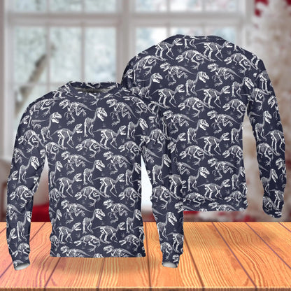 Dinosaur Skeleton Sweatshirt – Colorful Graphic 3D All Over Print Design