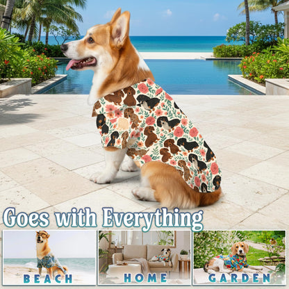 Floral Dachshund Matching Dog Owner Hawaiian Shirts, Funny Pet Aloha Shirt for Beach Vacation - Azhawaiian