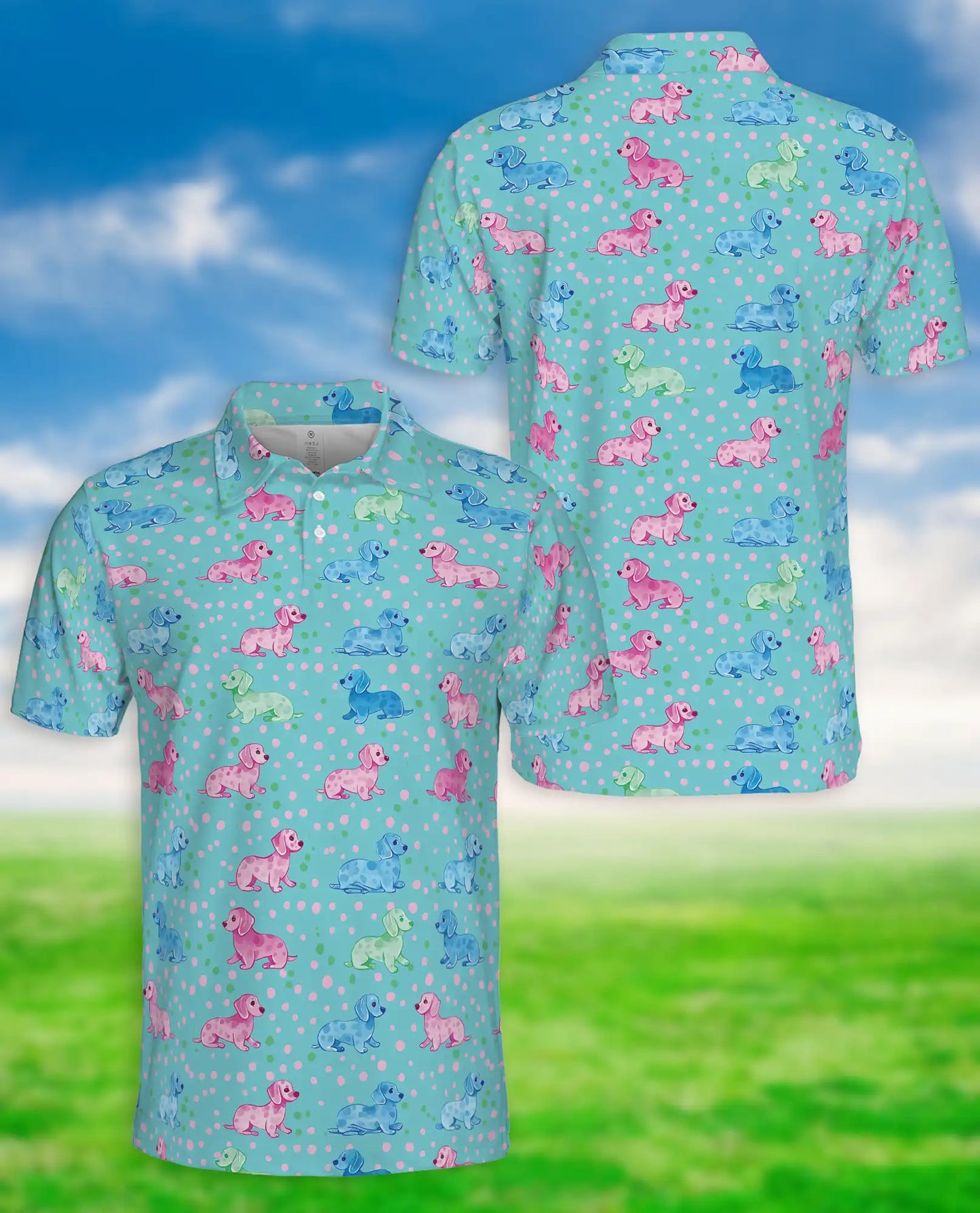 Cute Dachshund Polka Dot Polo Shirt | Azhawaiian