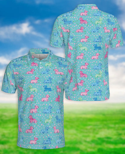 Cute Dachshund Polka Dot Polo Shirt | Azhawaiian