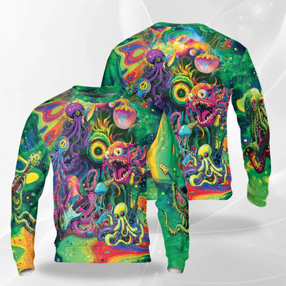 Hippie Octopus Guitar Sweatshirt – Colorful Graphic 3D All Over Print Design