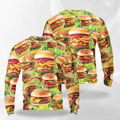 Delicious Hamburger Sweatshirt – Colorful Graphic 3D All Over Print Design