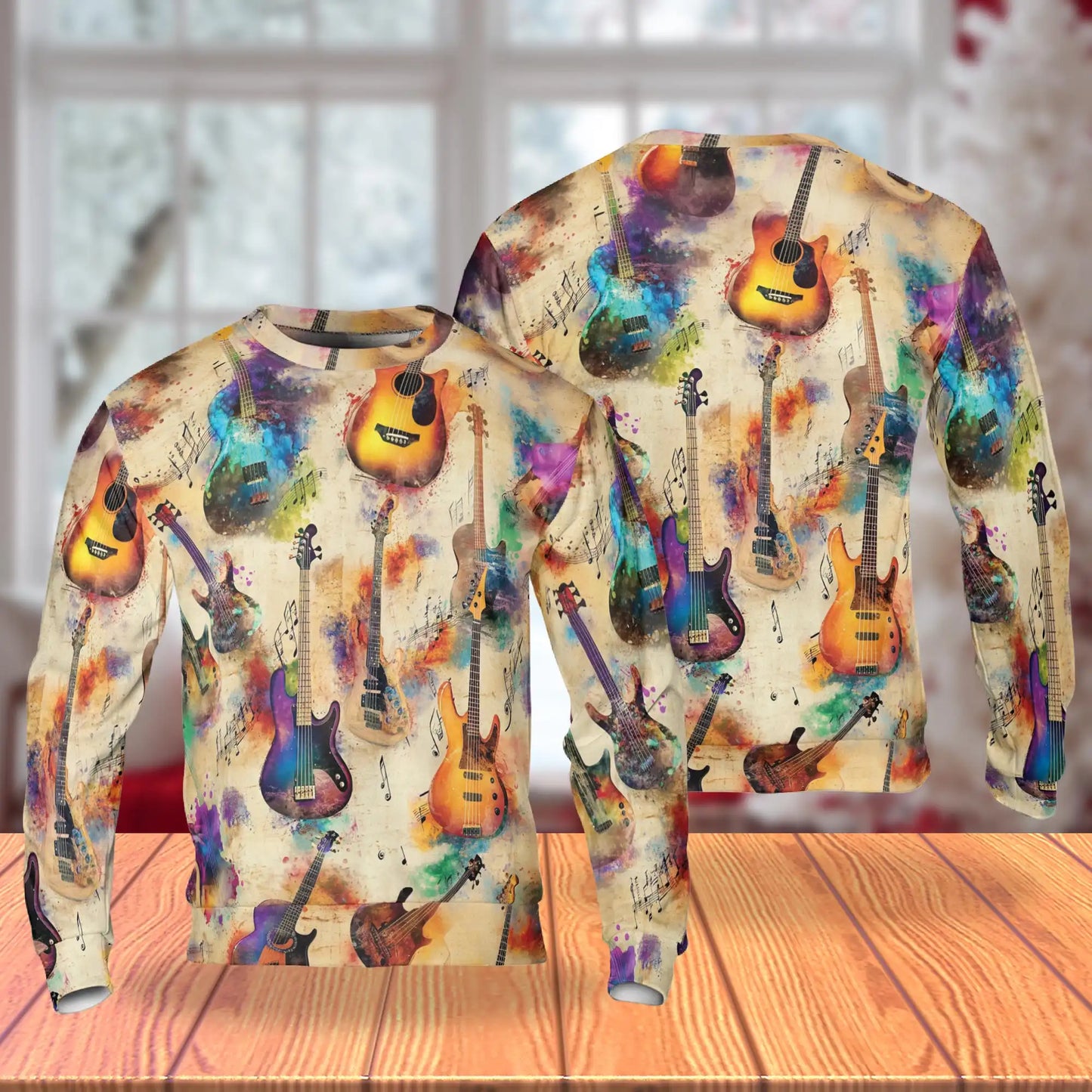 Vintage Bass Guitar Sweatshirt – Vintage 3D All Over Print Design