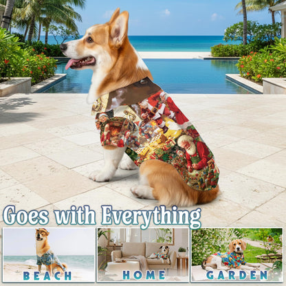 Vintage Santa Claus Christmas Matching Dog Owner Hawaiian Shirts, Funny Pet Aloha Shirt for Beach Vacation - Azhawaiian