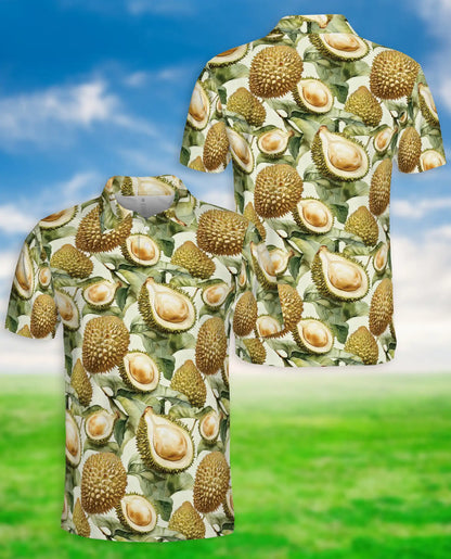 Durian Polo Shirt, Tropical Fruit Print | Azhawaiian