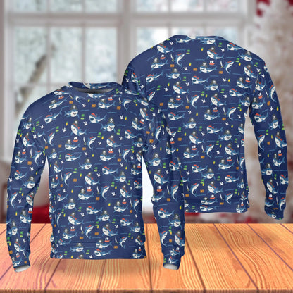 Shark Pirates Pattern Sweatshirt – Colorful Graphic 3D All Over Print Design
