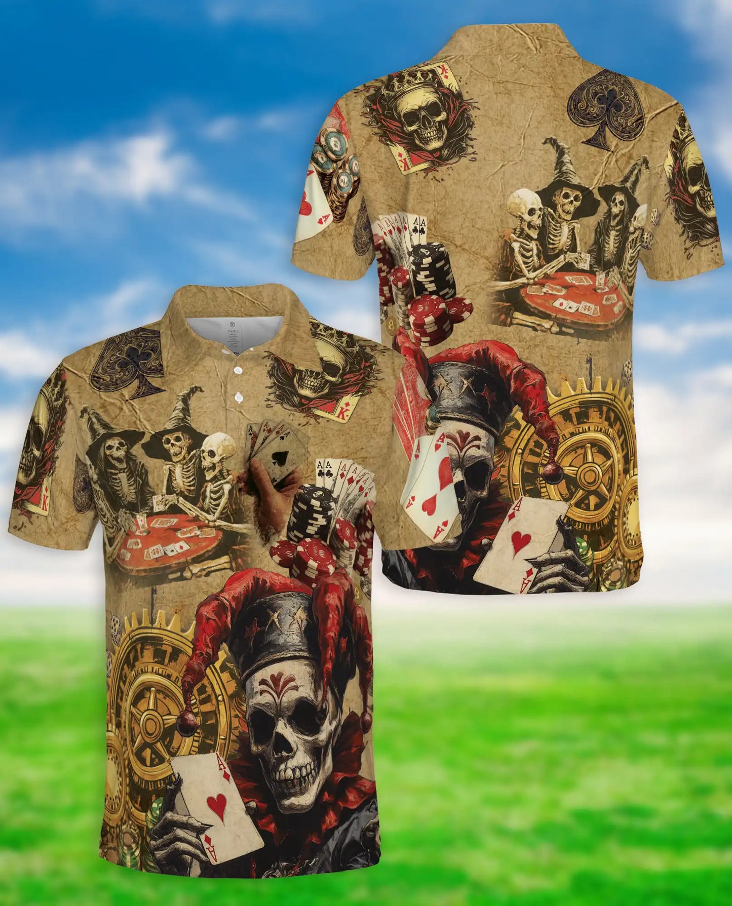Skull Poker Casino Polo Shirt | Azhawaiian