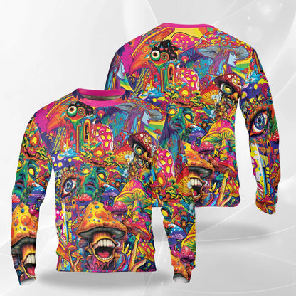 Trippy Mushroom Sweatshirt – Colorful Graphic 3D All Over Print Design