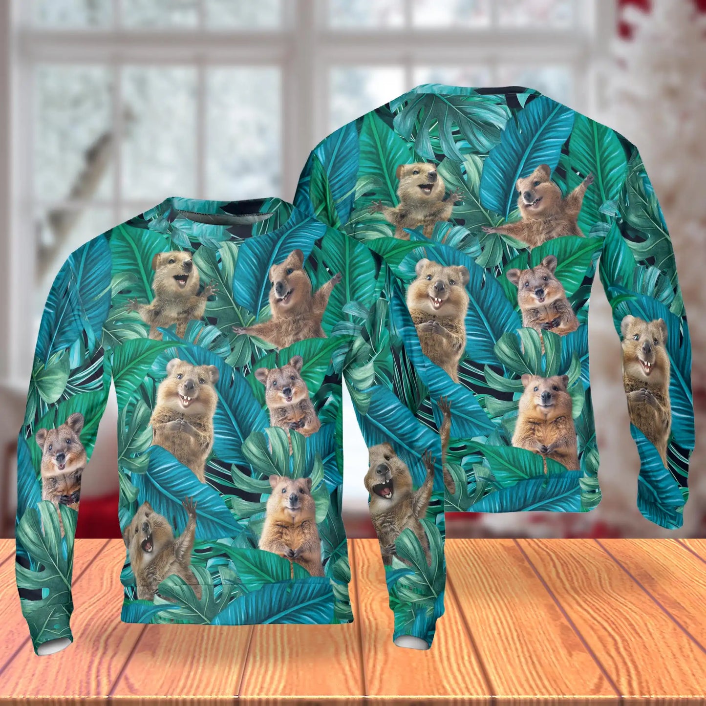 Cute Quokka Tropical Leaves Sweatshirt – Tropical 3D All Over Print Design