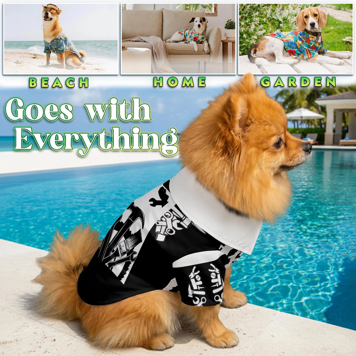 Carpenter Black White 3D Tools Matching Dog Owner Hawaiian Shirts, Funny Pet Aloha Shirt for Beach Vacation - Azhawaiian