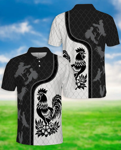 Rooster Polo Shirt, Farmhouse Chicken Art Print | Azhawaiian