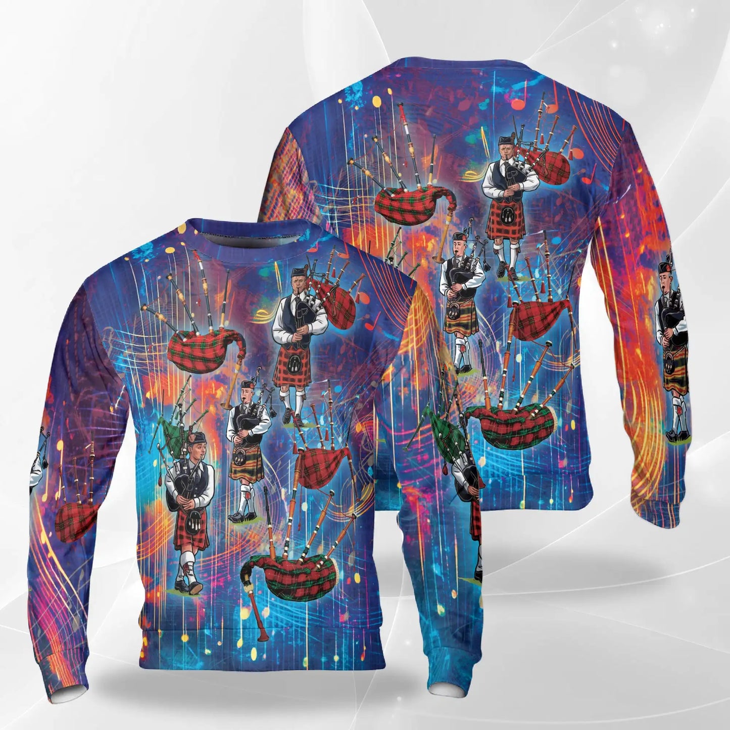 Bagpipes Player Sweatshirt – Colorful Graphic 3D All Over Print Design