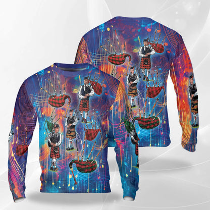 Bagpipes Player Sweatshirt – Colorful Graphic 3D All Over Print Design