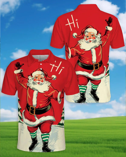 Santa Polo Shirt for Men, Christmas Holiday Festive Tee | Azhawaiian