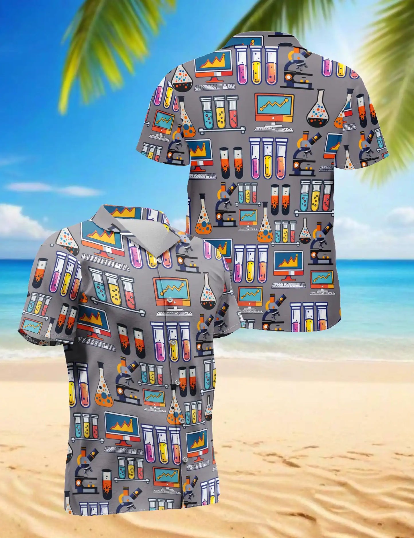 Chemistry Science Lab 3D Hawaiian Shirt for Men, Geek STEM Style | Azhawaiian