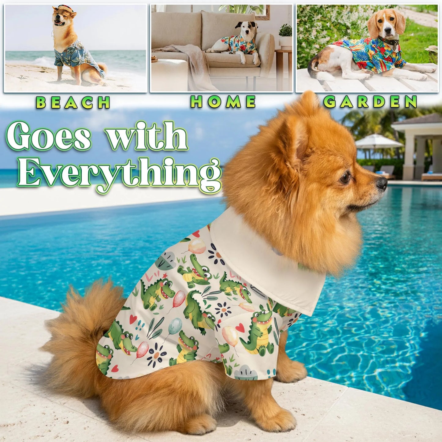 Alligator Cartoon Pattern Matching Dog Owner Hawaiian Shirts, Funny Pet Aloha Shirt for Beach Vacation - Azhawaiian