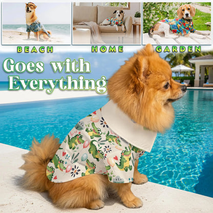 Alligator Cartoon Pattern Matching Dog Owner Hawaiian Shirts, Funny Pet Aloha Shirt for Beach Vacation - Azhawaiian