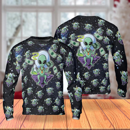 Funny Alien Tropical Sweatshirt – Tropical 3D All Over Print Design