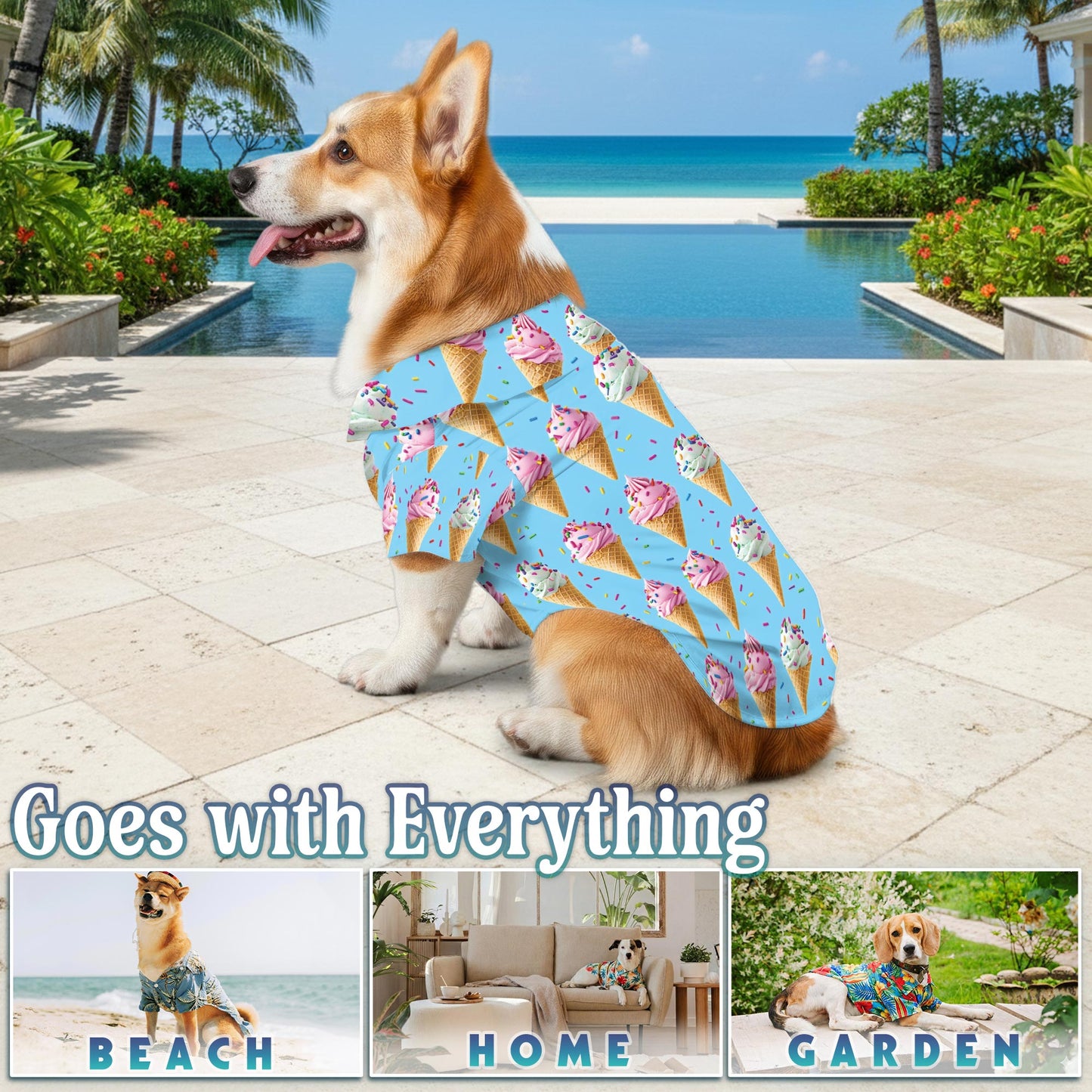 Ice Cream Matching Dog Owner Hawaiian Shirts, Funny Pet Aloha Shirt for Beach Vacation - Azhawaiian