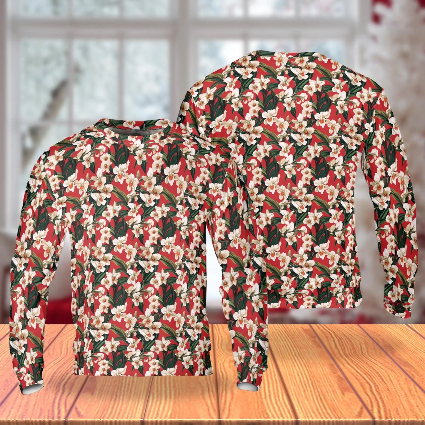 Red Orchid Ginger Sweatshirt – Tropical 3D All Over Print Design