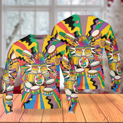Peace Love Drums Sweatshirt – Colorful Graphic 3D All Over Print Design