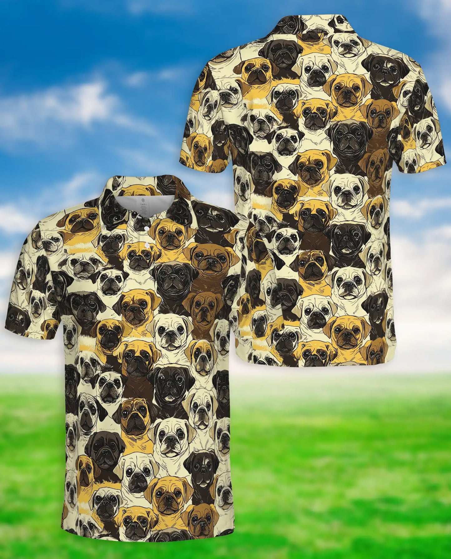 Pug Dog All Over Print Polo Shirt | Azhawaiian