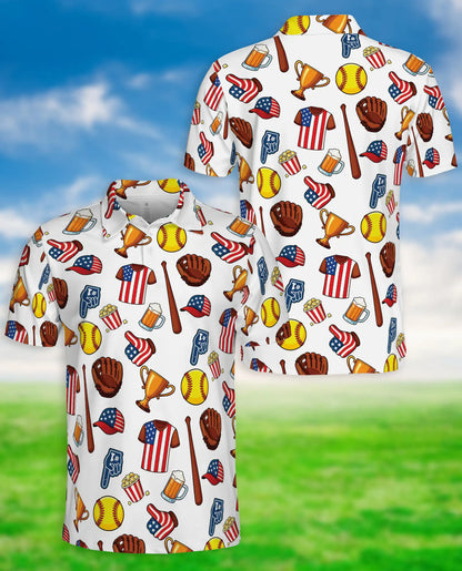 Patriotic Softball Polo Shirt for Men- USA Softball Game Day | Azhawaiian