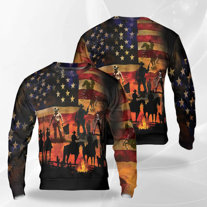 Cowboy Sunset Sweatshirt – Colorful Graphic 3D All Over Print Design