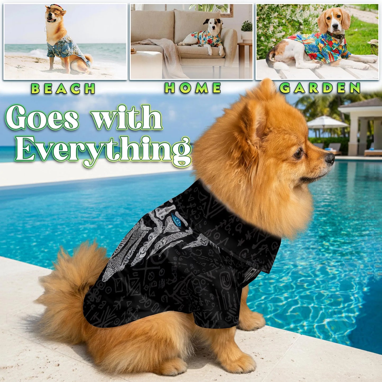 Vintage Viking Odin Fenrir Tattoo Print Matching Dog Owner Hawaiian Shirts, Funny Pet Aloha Shirt for Beach Vacation - Azhawaiian