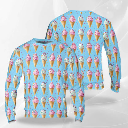 Ice Cream Pattern Sweatshirt – Colorful Graphic 3D All Over Print Design