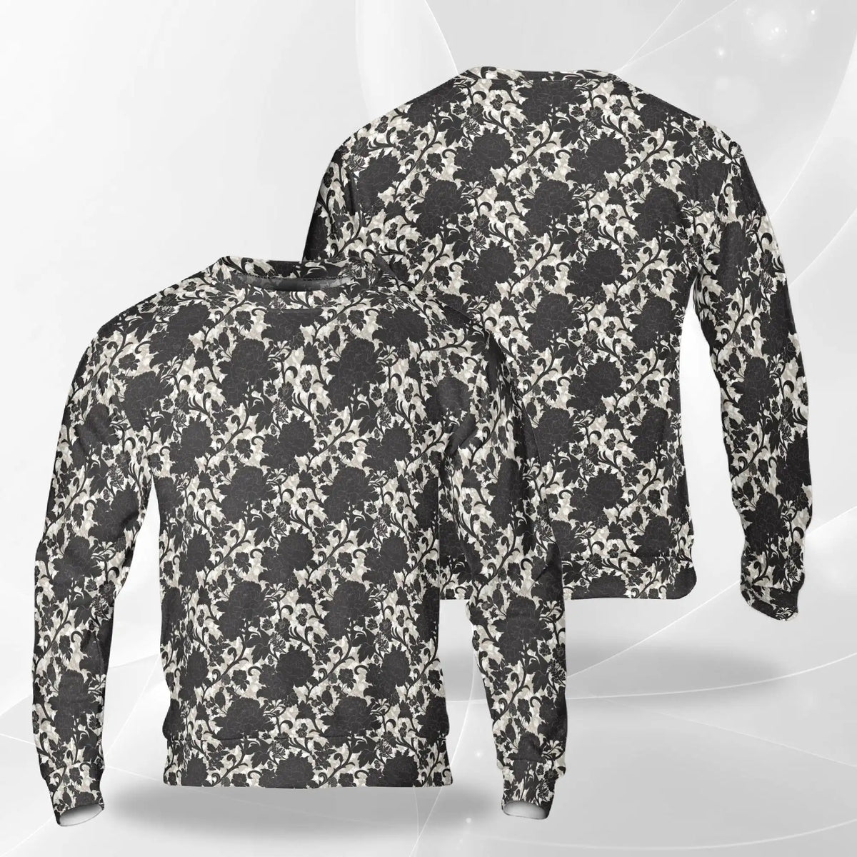 Black Gothic Floral Sweatshirt – Colorful Graphic 3D All Over Print Design