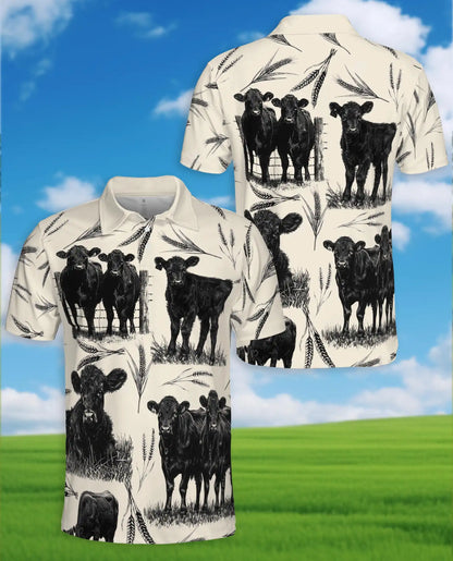 Black Angus Cattle Farm Polo Shirt-Rustic Ranch Country Design | Azhawaiian