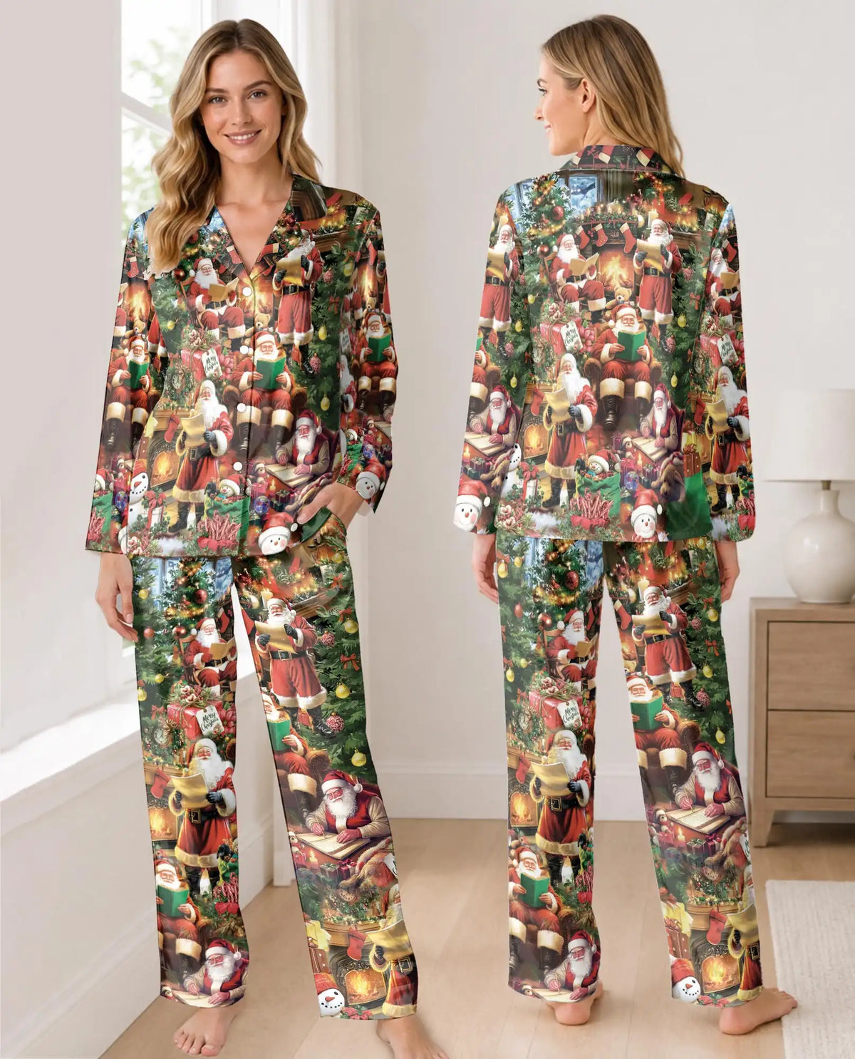 Christmas Eve Pajama Set for Women, Cozy Santa Holiday Sleepwear