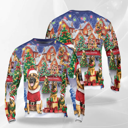 German Shepherd Merry Xmas Sweatshirt – Christmas 3D All Over Print Design