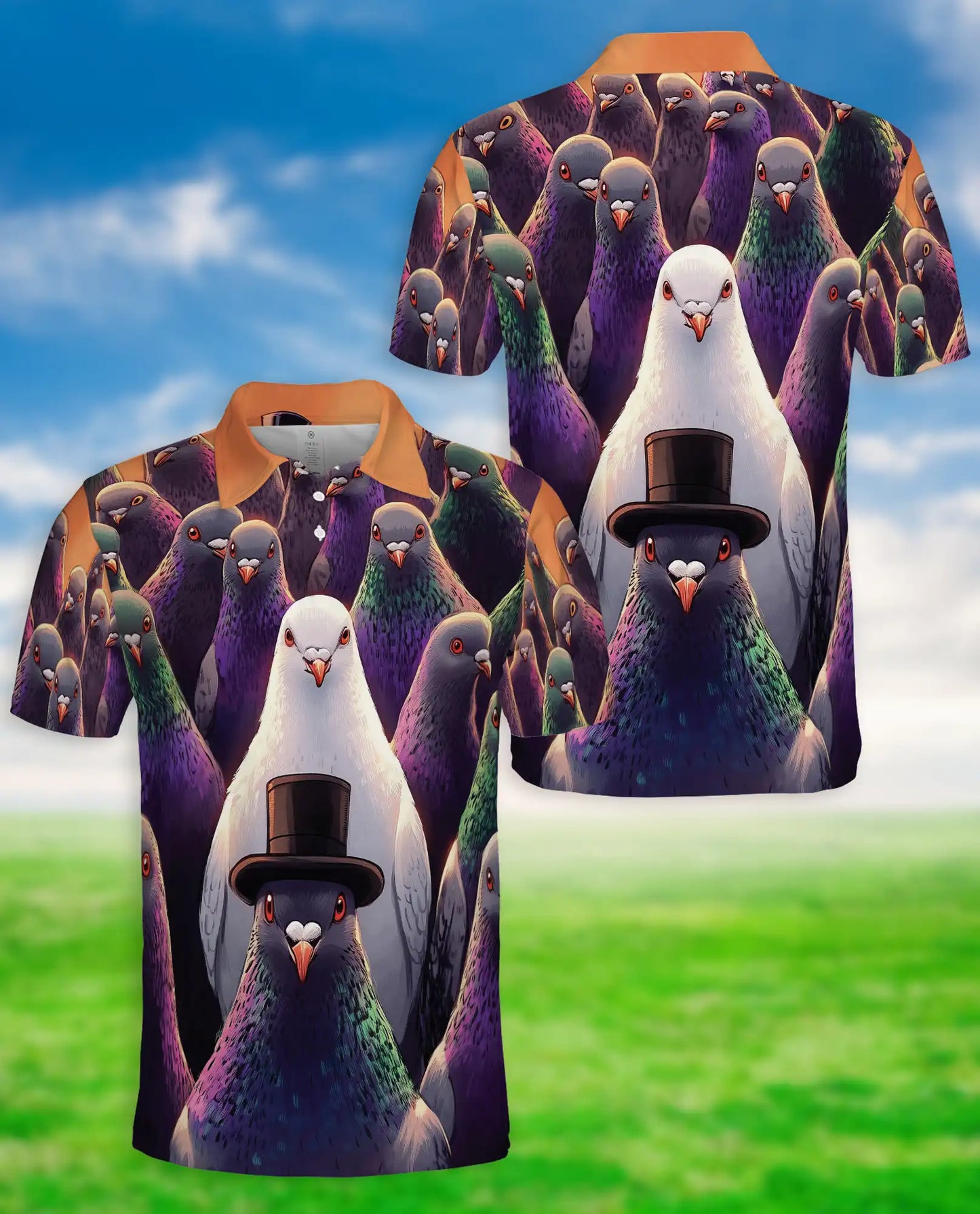 Funny Pigeon 3D Polo Shirt for Men, Cool Bird Humor Streetwear Style | Azhawaiian