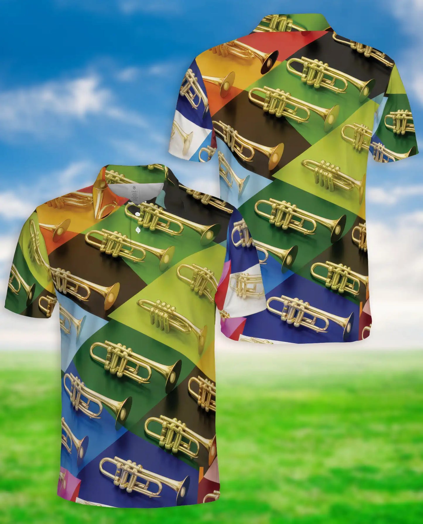 Trumpet Music Hawaiian Polo Shirt | Azhawaiian