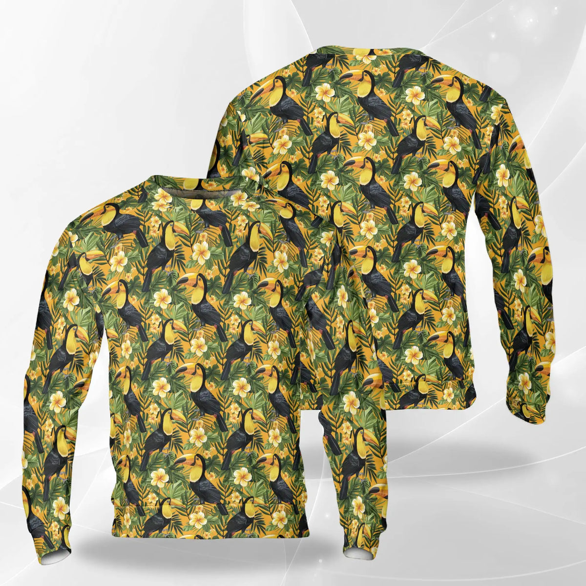 Toucan Plumeria Tropical Yellow Pattern Sweatshirt – Tropical 3D All Over Print Design